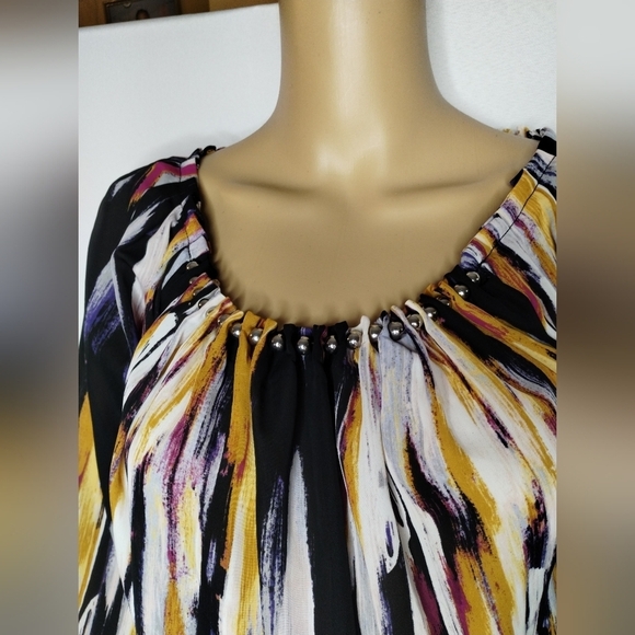 Jennifer Lopez women's size small midnight romance abstract long sleeve top - Picture 3 of 5